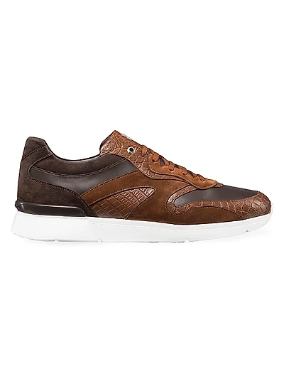 Crocodile, Suede and Calfskin Leather Sneakers