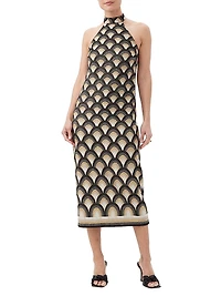 Giri Geometric Jacquard-Knit Sleeveless Midi-Dress