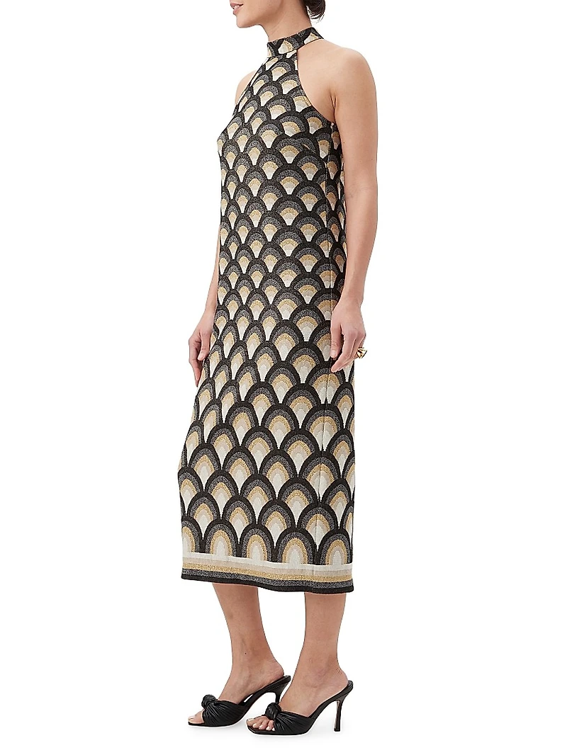 Giri Geometric Jacquard-Knit Sleeveless Midi-Dress