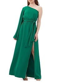 Amida Satin One-Shoulder Maxi Dress