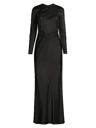 Spencer Satin & Lace Maxi Dress