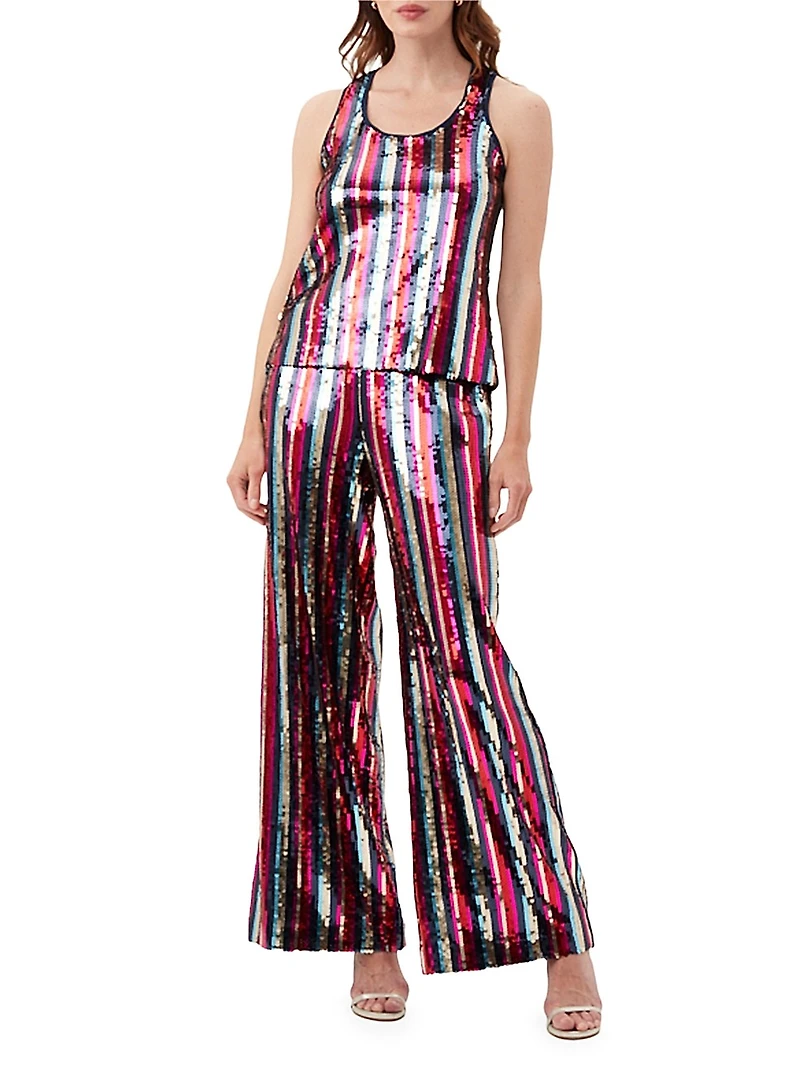 Admire Striped Sequined Tank