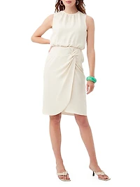 Genoa Twist-Front Crepe Mini Dress