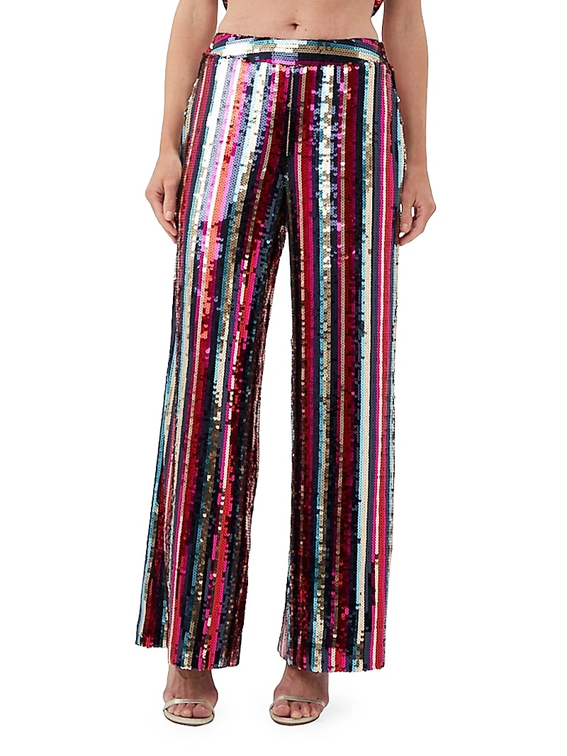 Atarashii Striped Sequined Pants