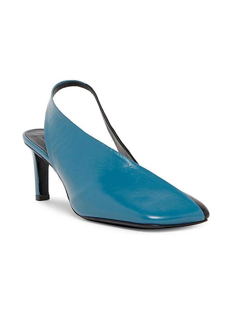 65MM Colorblocked Leather Slingback Pumps