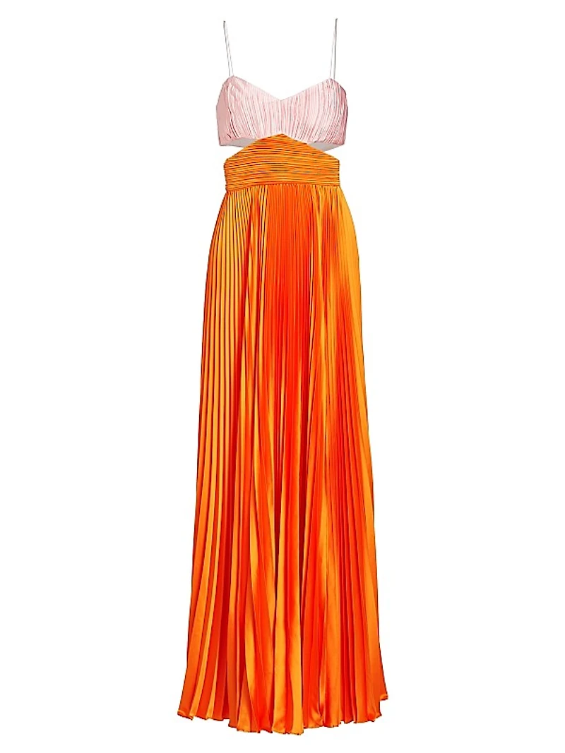 Elodie Pleated Cut-Out Gown