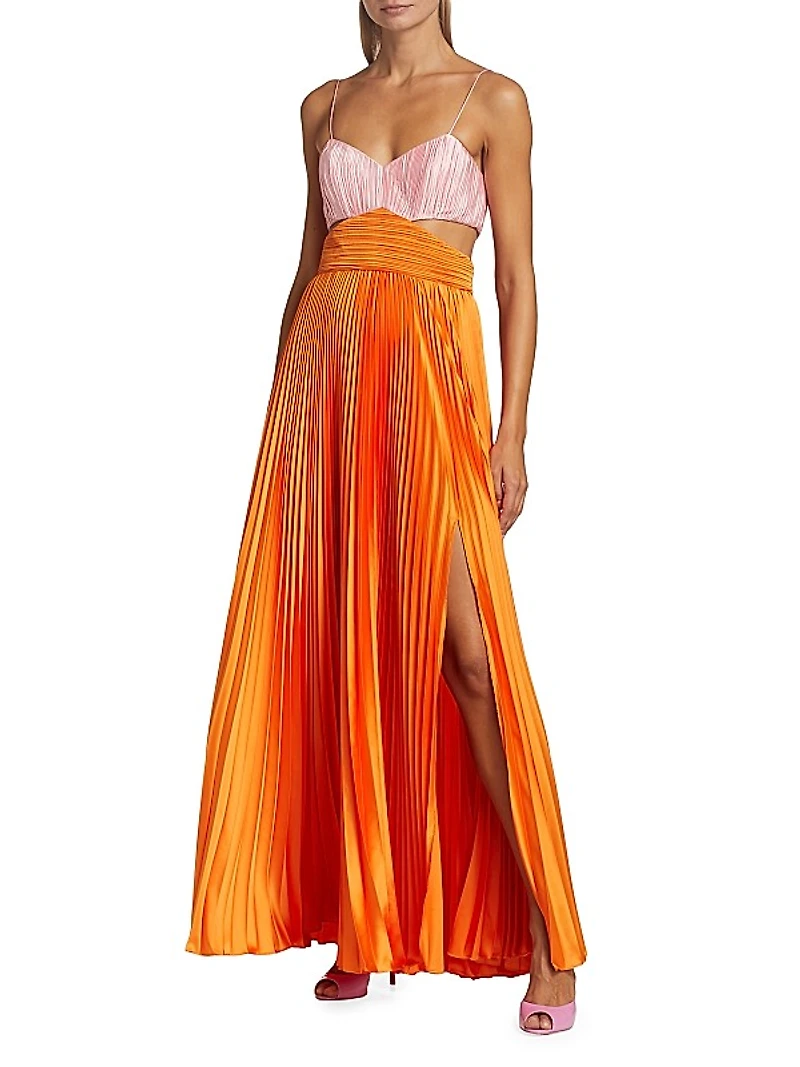 Elodie Pleated Cut-Out Gown
