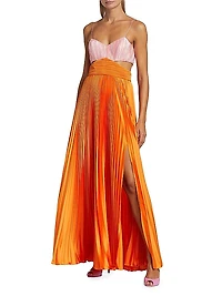 Elodie Pleated Cut-Out Gown