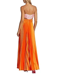 Elodie Pleated Cut-Out Gown