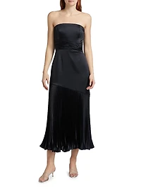 Milly Strapless Pleated Maxi Dress