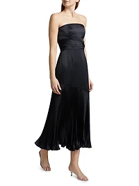 Milly Strapless Pleated Maxi Dress