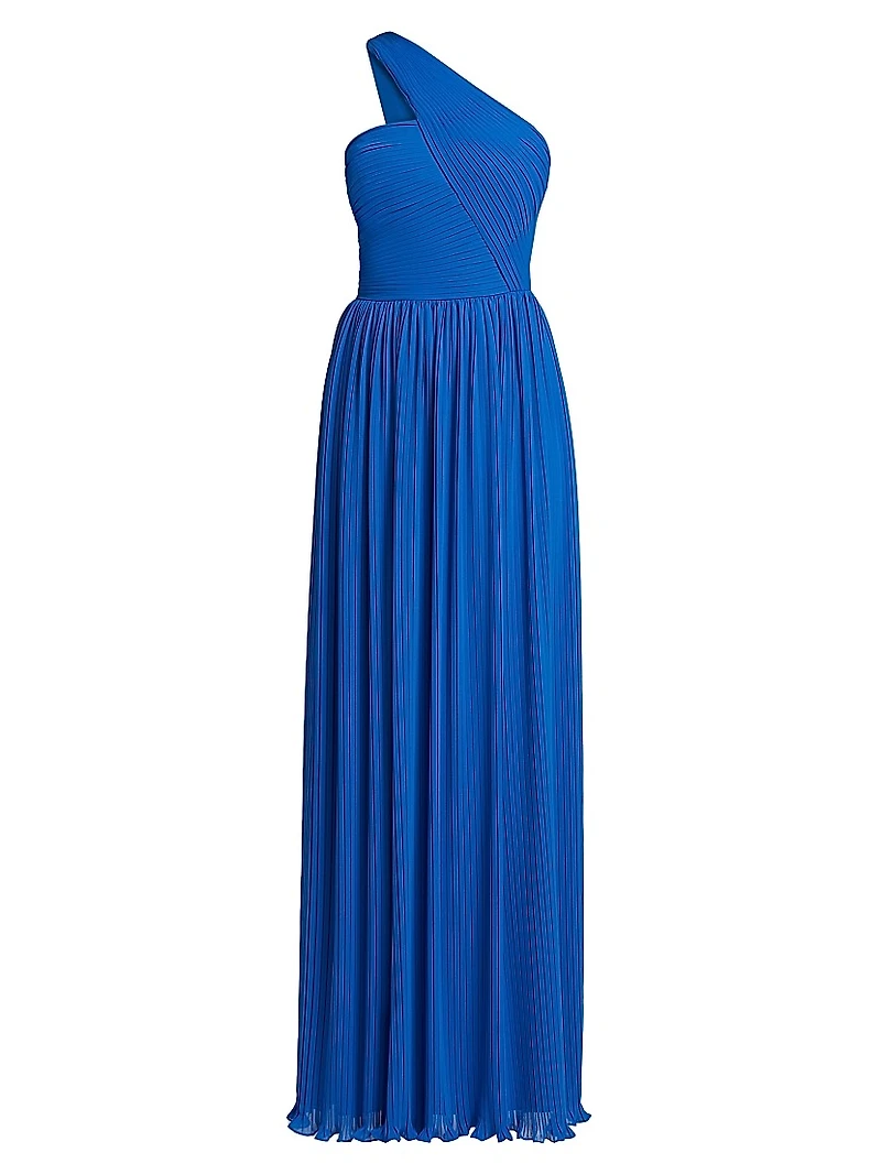 Skye One-Shoulder Pleated Gown