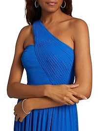 Skye One-Shoulder Pleated Gown