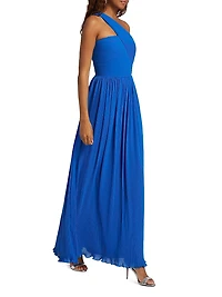 Skye One-Shoulder Pleated Gown