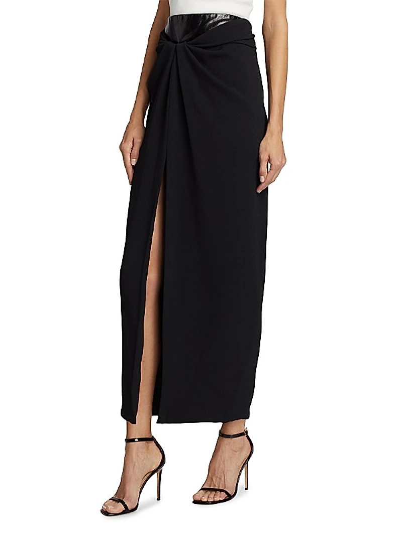 Glazed Leather Draped Skirt