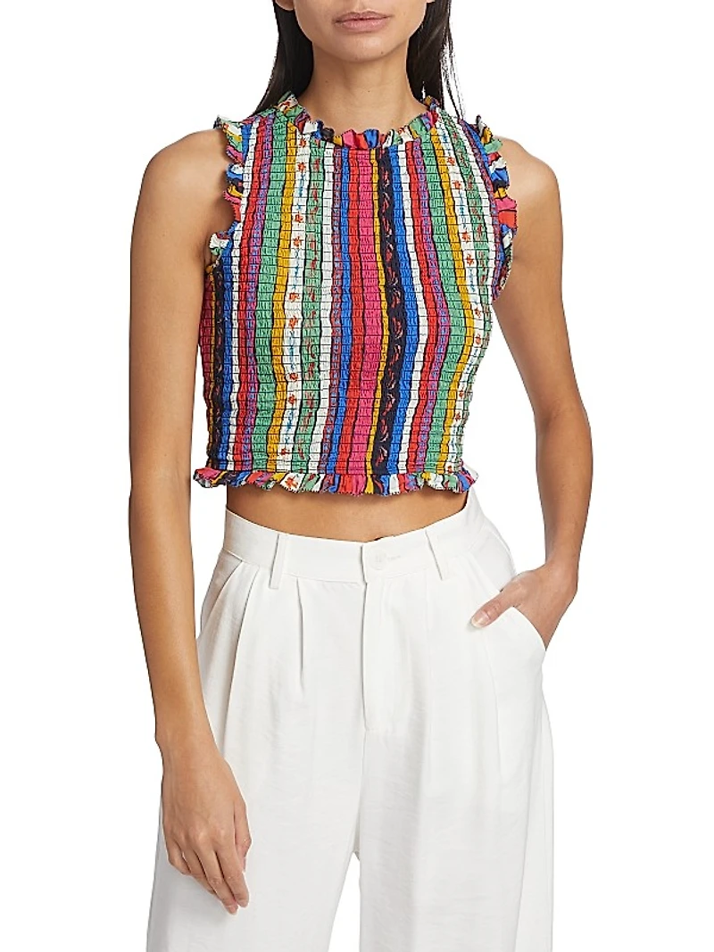 Eterna Lisa Striped Smocked Top