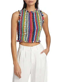 Eterna Lisa Striped Smocked Top