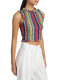 Eterna Lisa Striped Smocked Top