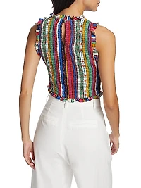 Eterna Lisa Striped Smocked Top