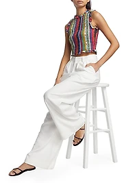 Eterna Lisa Striped Smocked Top