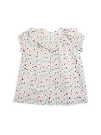 Baby Girl's & Little Floral Print Ruffle-Trim Top