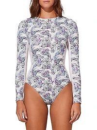 Lexya Fish-Print Neoprene Rashguard