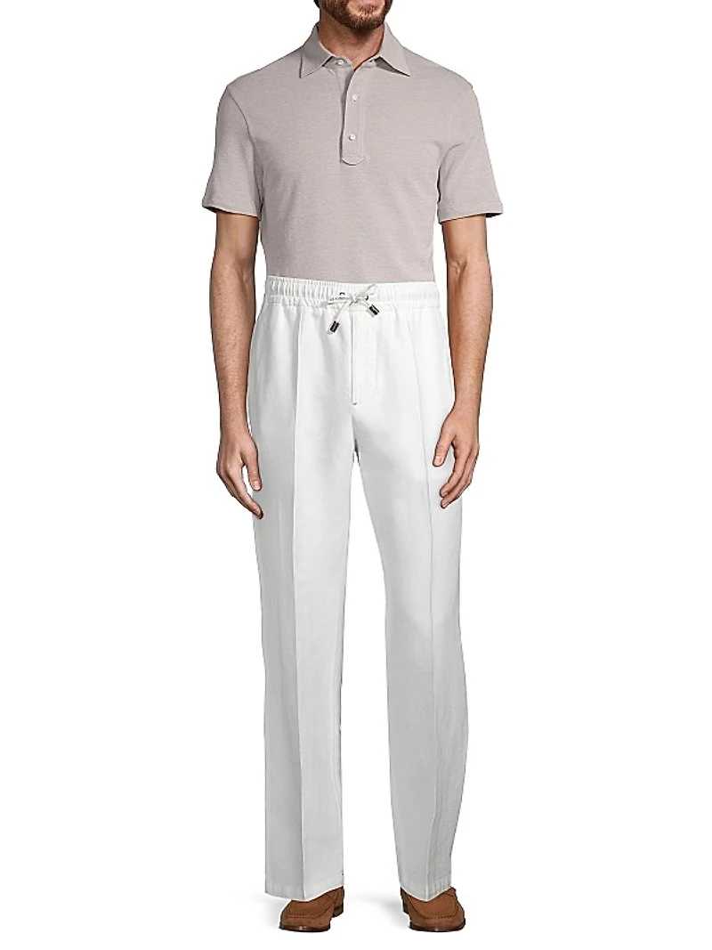 Wide-Leg Drawstring Pants