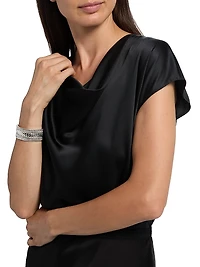 Cap-Sleeve Silk Satin Blouse