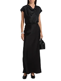 Cap-Sleeve Silk Satin Blouse