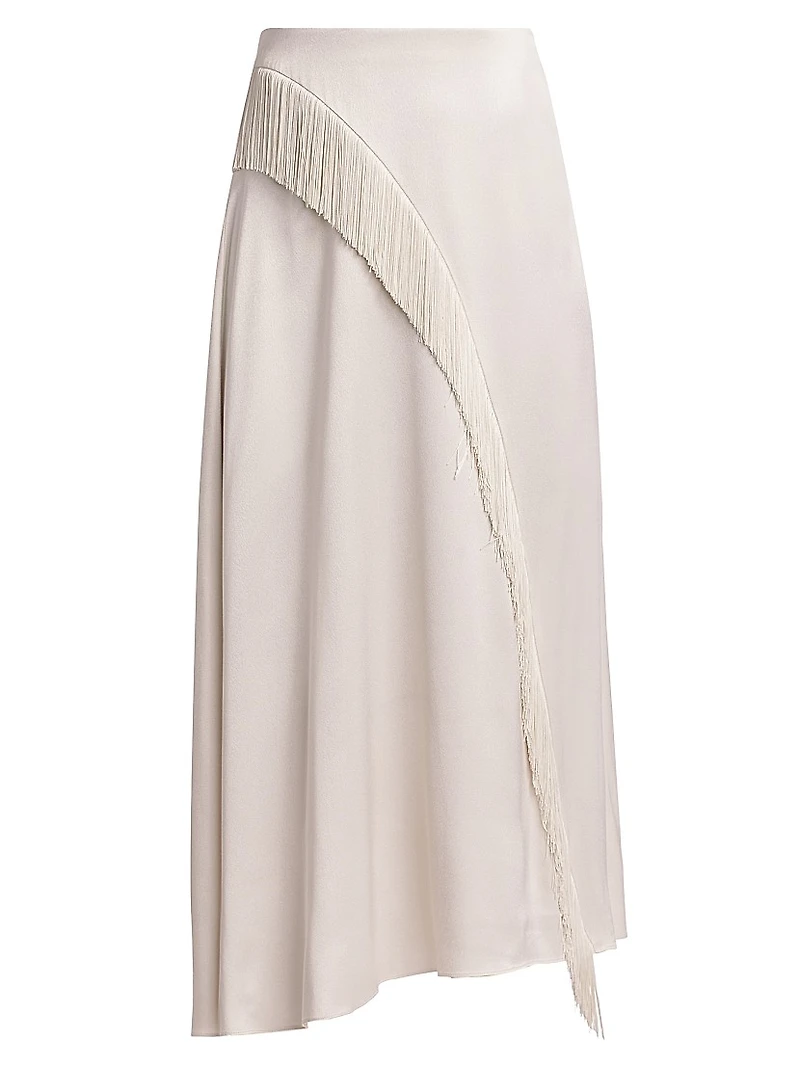 Asymmetric Fringe Midi-Skirt