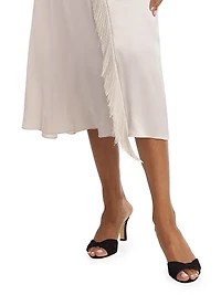 Asymmetric Fringe Midi-Skirt