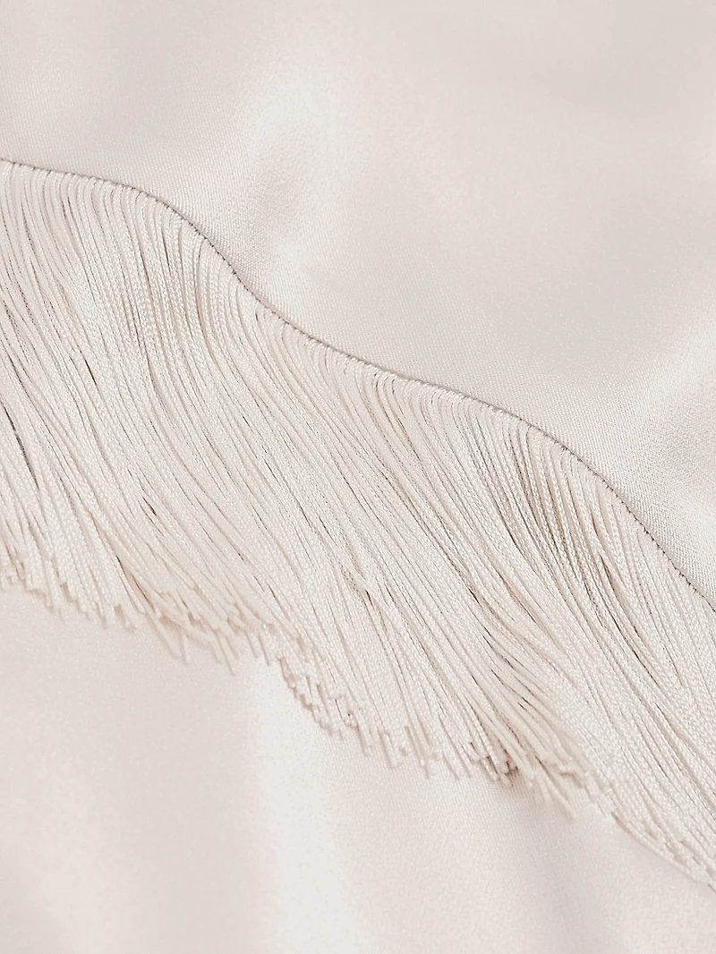 Asymmetric Fringe Midi-Skirt