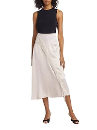 Asymmetric Fringe Midi-Skirt