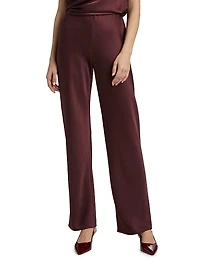 Fluid Bias-Cut Satin High-Rise Trousers