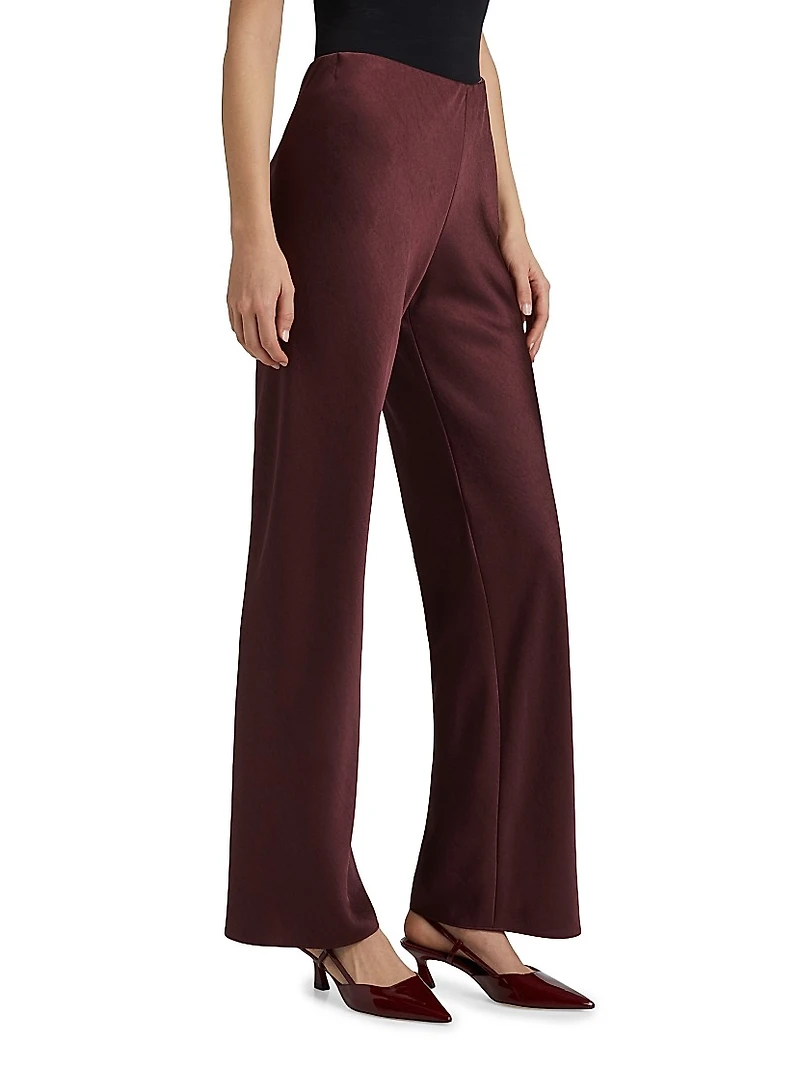 Fluid Bias-Cut Satin High-Rise Trousers