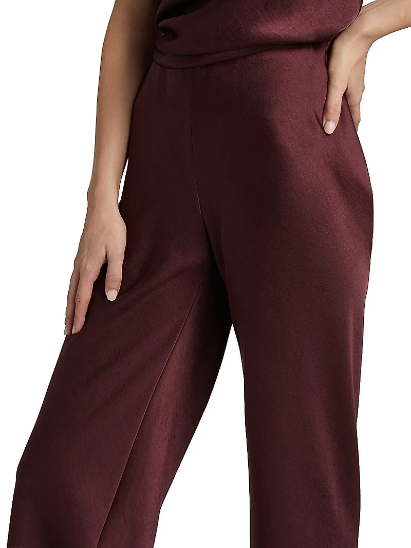 Fluid Bias-Cut Satin High-Rise Trousers