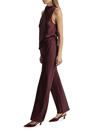 Fluid Bias-Cut Satin High-Rise Trousers