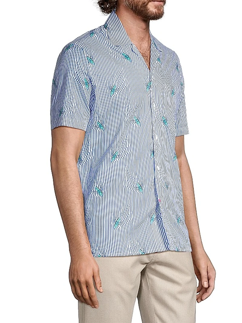 Kayak Stripe Print Camp Collar Shirt