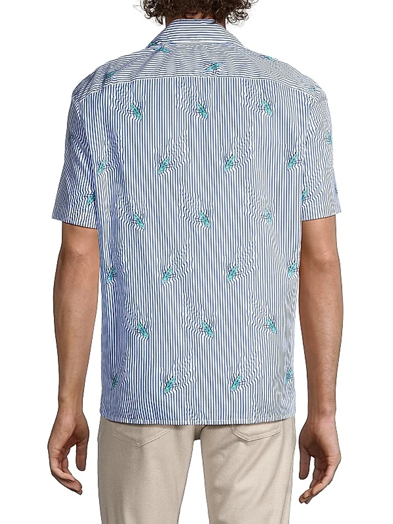 Kayak Stripe Print Camp Collar Shirt