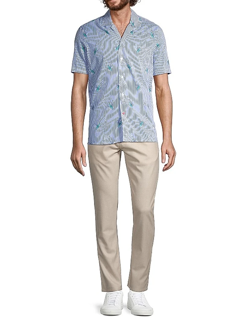 Kayak Stripe Print Camp Collar Shirt