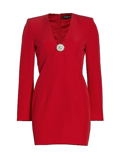 Lorenzo Crepe Brooch Sheath Dress