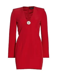 Lorenzo Crepe Brooch Sheath Dress