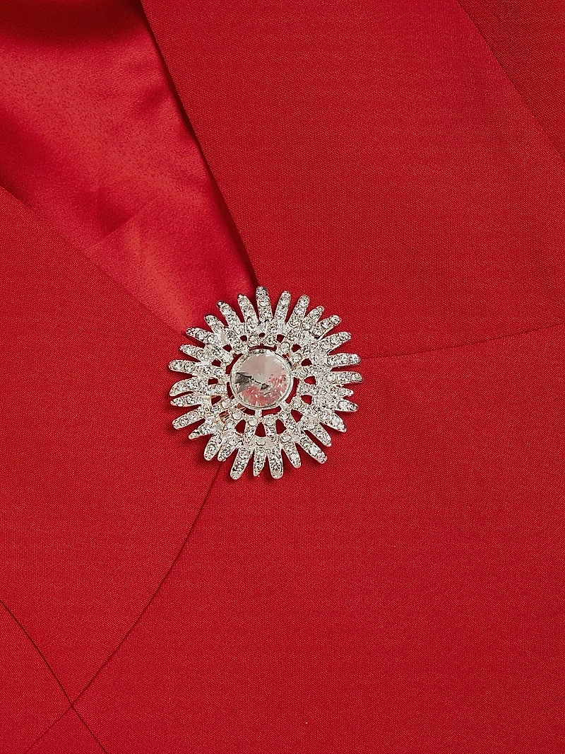 Lorenzo Crepe Brooch Sheath Dress