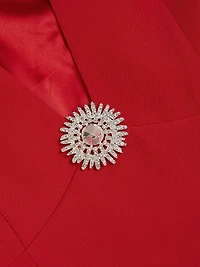Lorenzo Crepe Brooch Sheath Dress