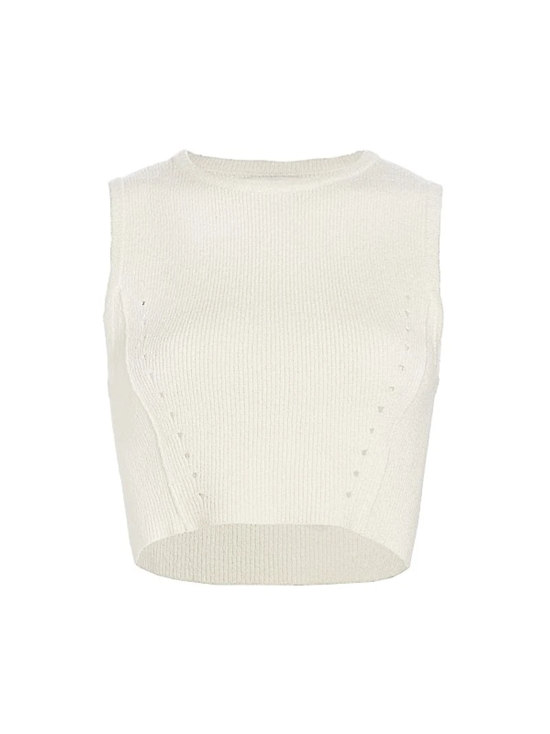 Chace Cotton-Blend Rib-Knit Crop Top