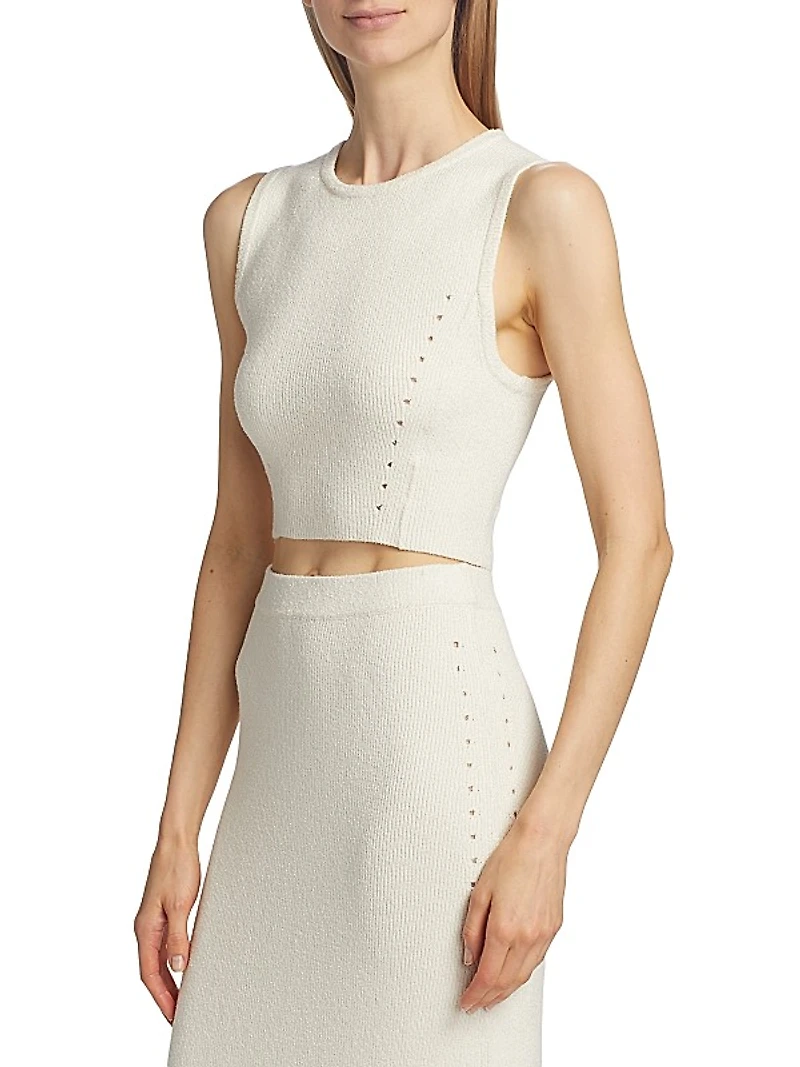 Chace Cotton-Blend Rib-Knit Crop Top