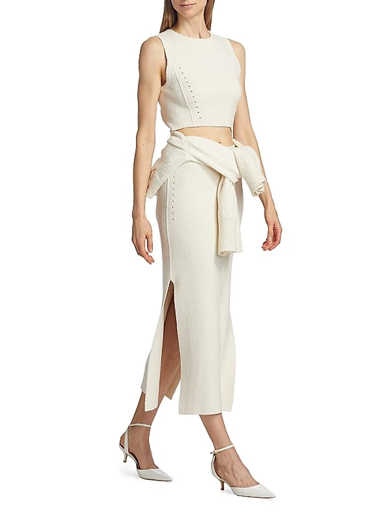 Chace Cotton-Blend Rib-Knit Crop Top