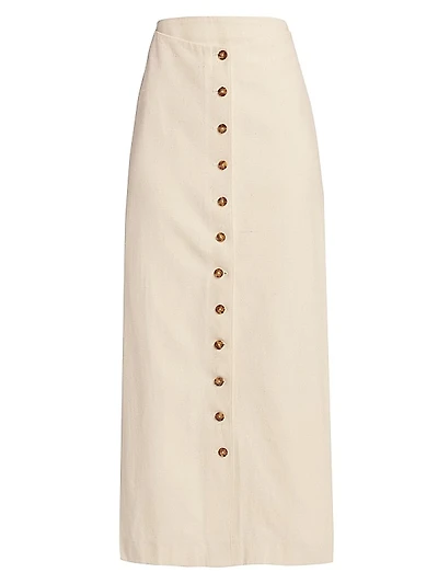 Atri Cotton-Blend Button-Front Midi-Skirt