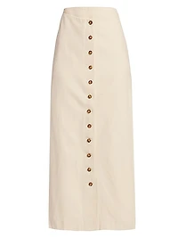 Atri Cotton-Blend Button-Front Midi-Skirt