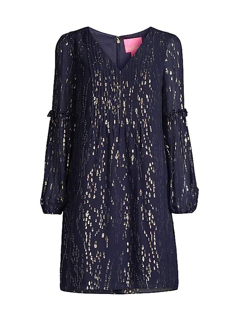 Cleme Metallic Silk-Blend Minidress